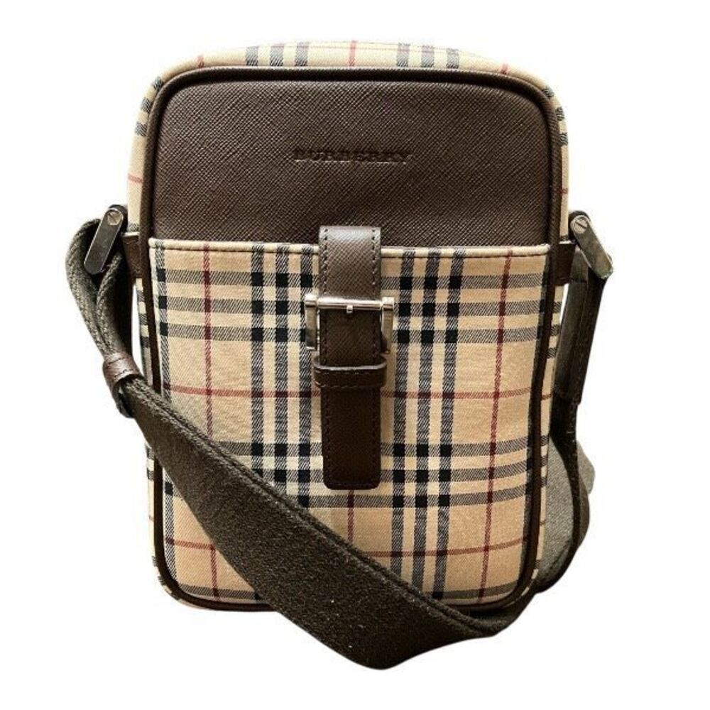 Burberry Nova Check Canvas Leather Shoulder Bag
